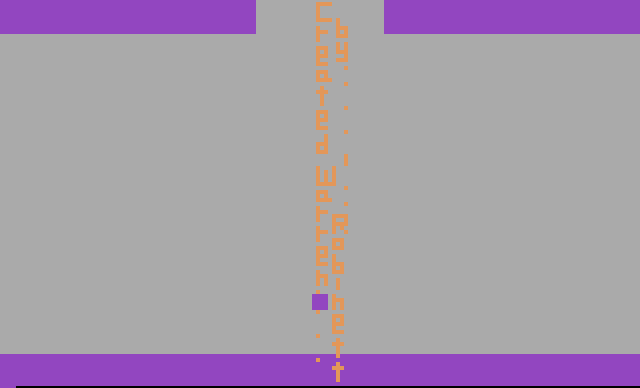 The hidden room, with the programmer's name running down the middle.